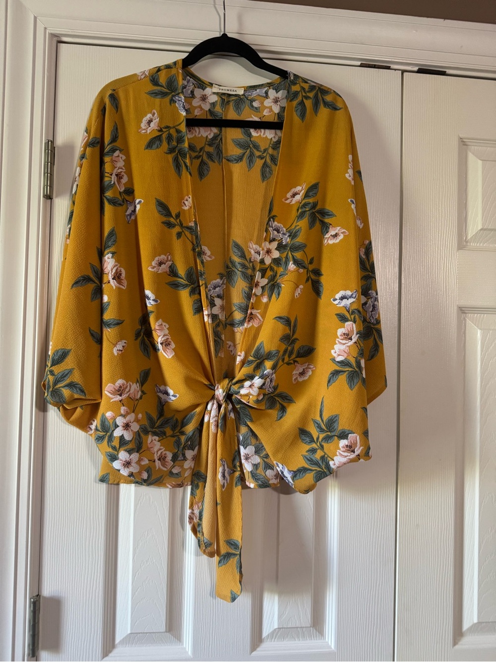 Promesa Gold Floral Wrap Top